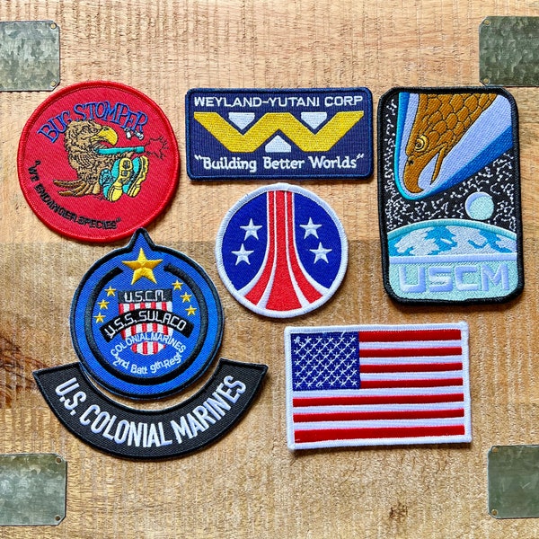 Aliens USCM Embroidered Crew Patches Iron On Sew Badge DIY Prop USS Sulaco Ellen Ripley Weyland Yutani Hudson Private Vasquez Al Apone Hicks