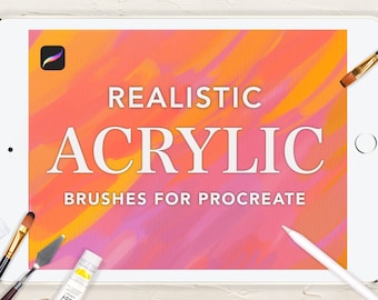 Realistische acrylborstels voor procreate: textuurborstelset (digitale download)