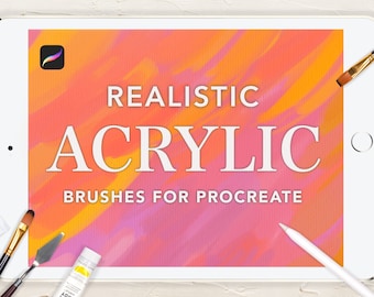 70 Realistic Acrylic Brushes for Procreate, Procreate Brushes, Acrylic Brushes Procreate, Procreate Texture Brushes, Procreate Paint Brushes