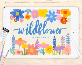 Wildflower Lettering Procreate Brush: Painterly Effect (Digital Download)