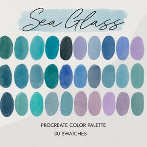 Sea Glass Procreate Color Palette | 30 Procreate Swatches | Color Swatches | Procreate Tools | Summer Palette