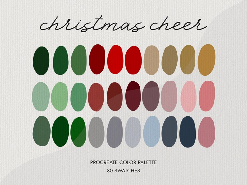 Christmas Cheer Procreate Color Palette: 30 Holiday Swatches (digital ...
