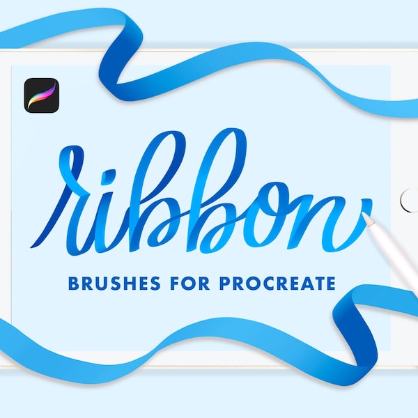 Ribbon Brushes for Procreate | Ribbon Lettering Brush Pack | Procreate Ribbon Brush Bundle | Ribbon Calligraphy Brushes for Procreate