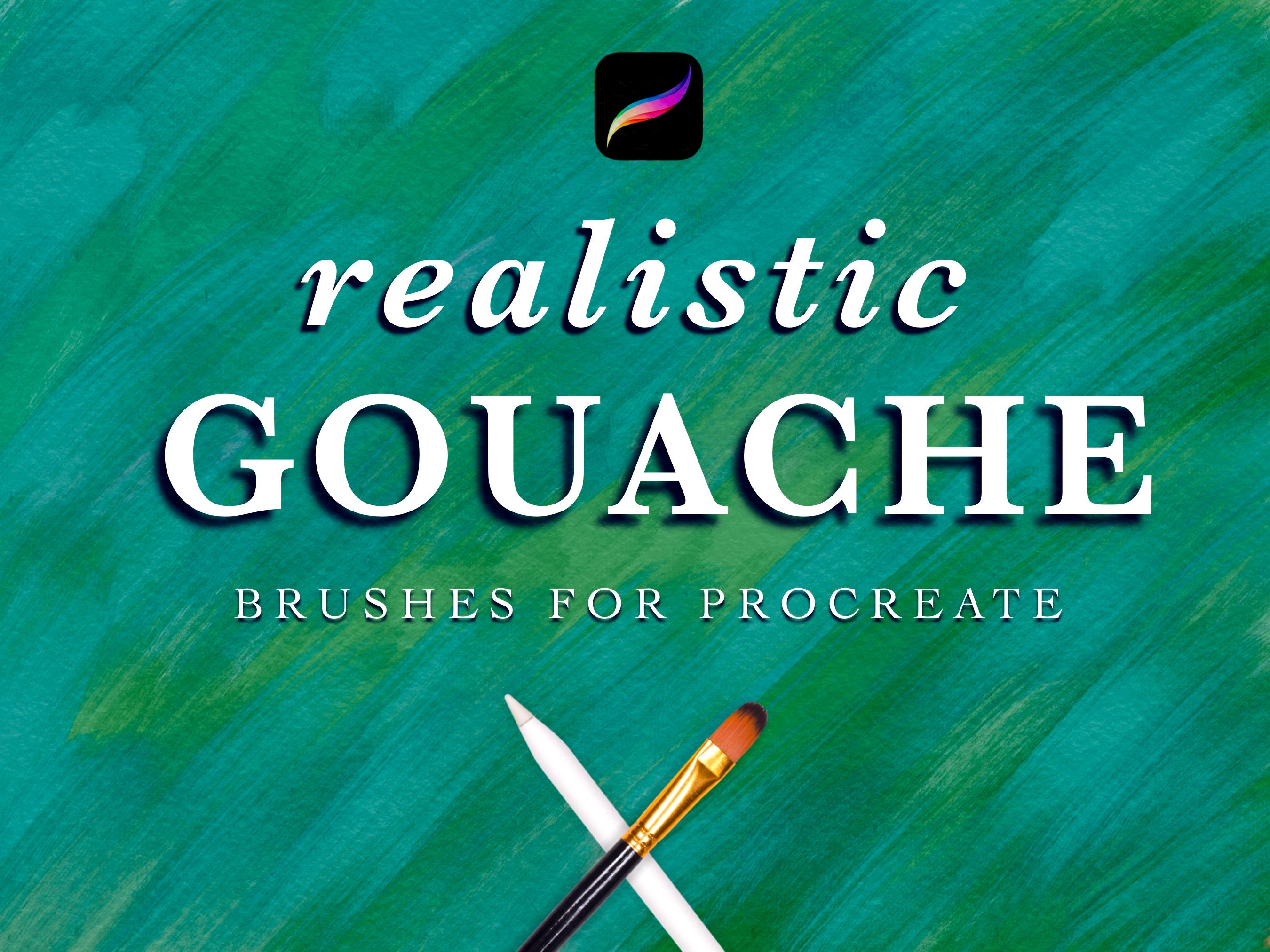 37 pinceaux gouache réalistes pour Procreate – textures humides et sèches, blender + grain papier