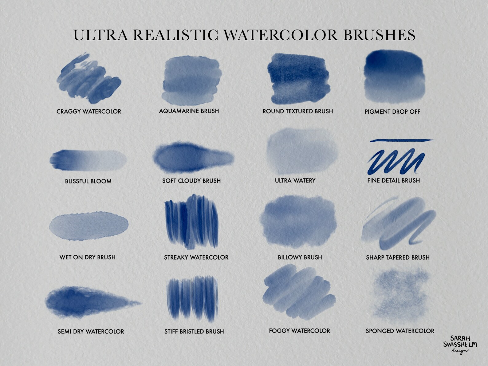 Realistic Watercolor Brushes for Procreate: Paper Texture, Stamps ...