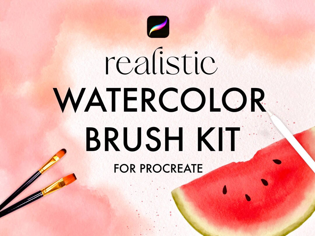 Realistic Watercolor Brushes for Procreate: Paper Texture, Stamps ...