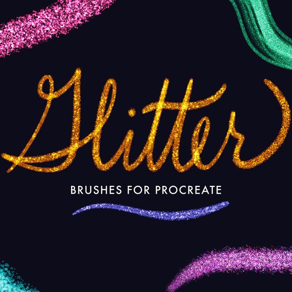 44 Procreate Glitter Brushes | Glitter Lettering Brushes | Metallic Brushes for Procreate | Shimmer Brush Procreate | Holiday Light Brush