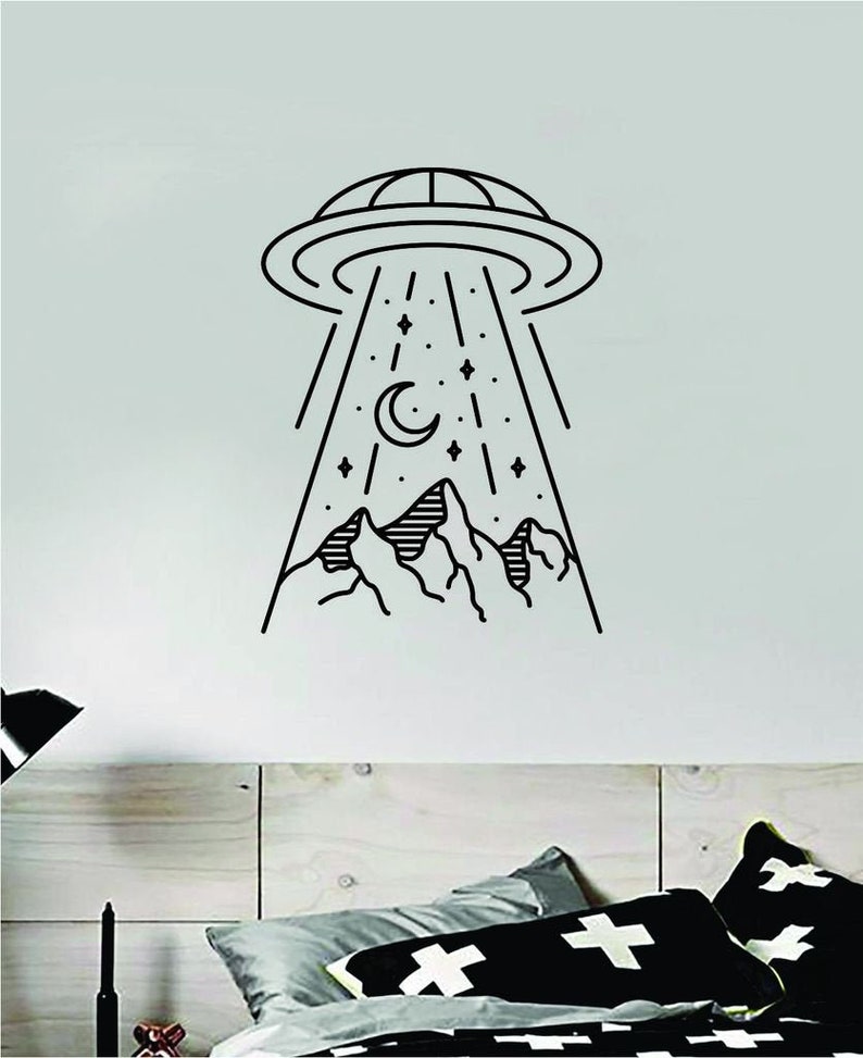 UFO Abduction Alien Decal Sticker Wall Vinyl Art Home Bedroom Etsy