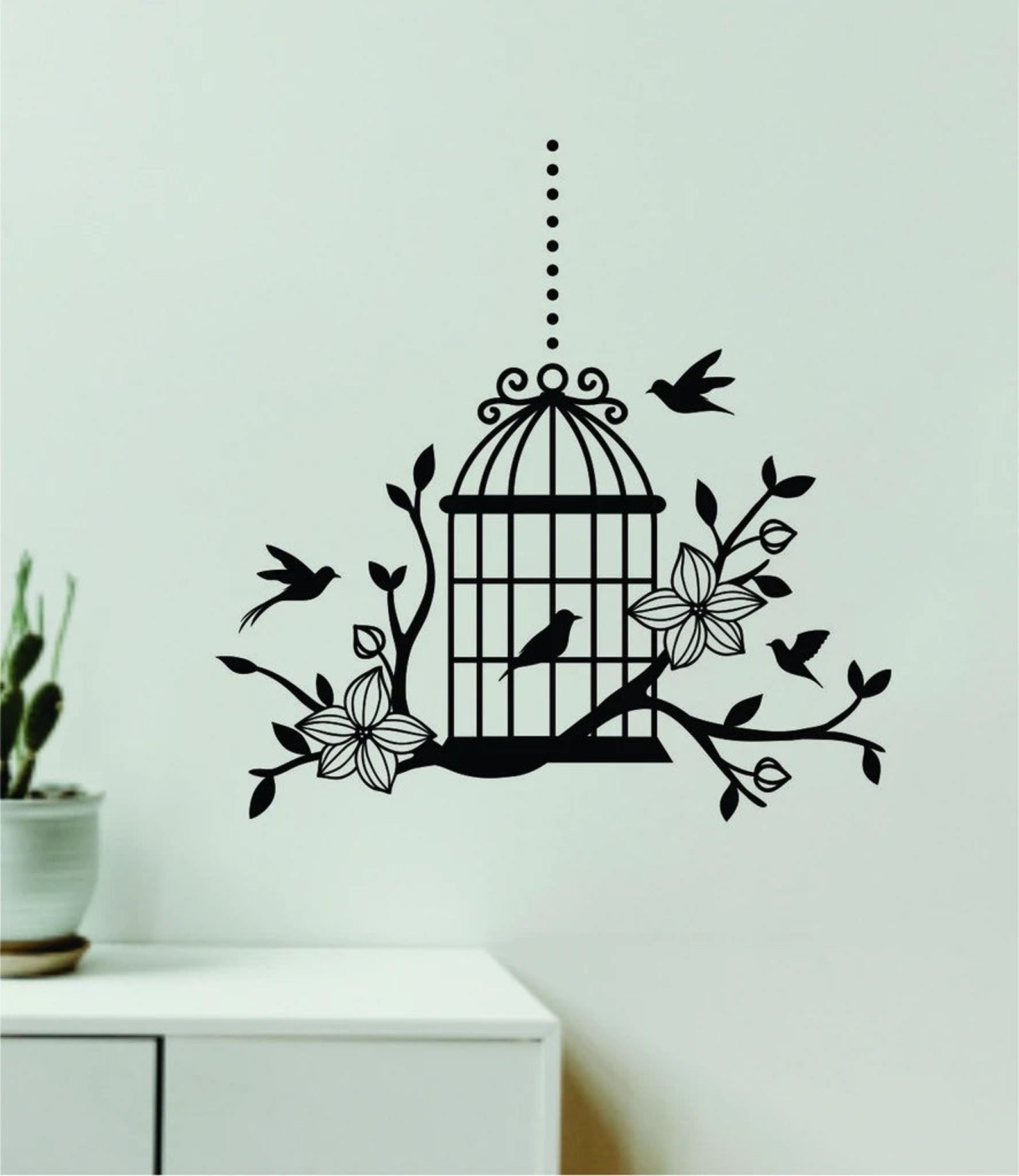 Birdcage v4 Wall Decal Home Decor Sticker Vinyl Art Bedroom Etsy