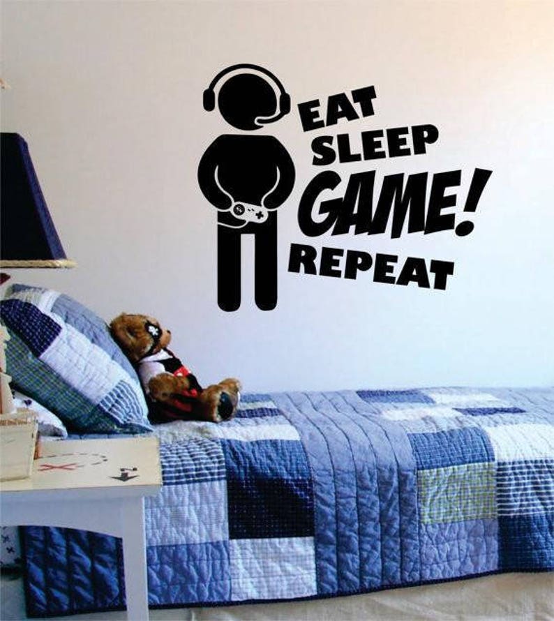 eat sleep game repeat v2 wall decal decor decoration vinyl | etsy