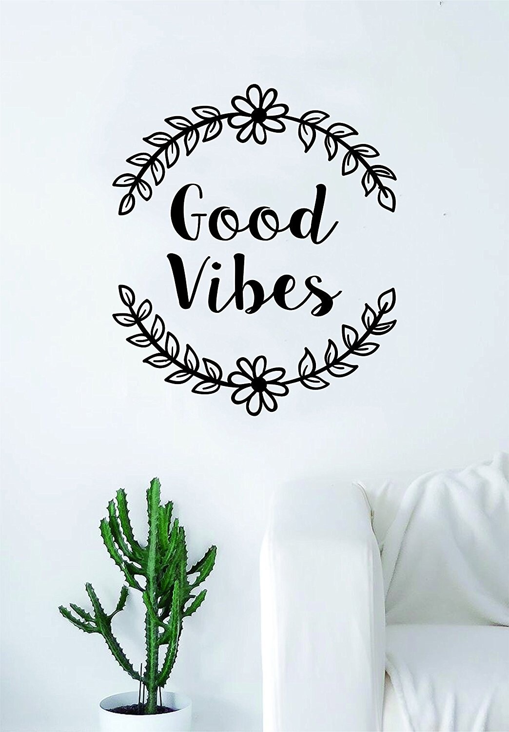 Good Vibes Flowers Quote Wall Decal Sticker Bedroom Home Room Etsy