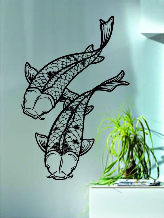 Koi Fish Wall Decal Sticker Vinyl Bedroom Living Room Decor Etsy