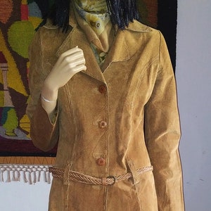 Veste en cuir véritable avec ceinture