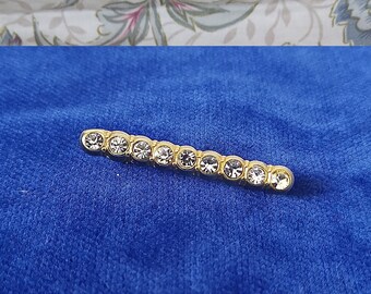 Broche Vintage Ajourée Strass Clair - Laiton Et Verre - Occasion - Voir Photos Pour état