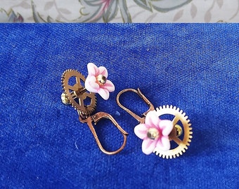 Metal Earrings/Flower/Handmade Original