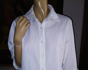 Vintage Bluse Weiß Baumwolle