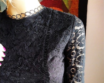 Vintage 1980's Ladies Gold and Black Lace Blouse With - Etsy UK