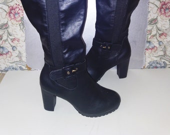 Black High Boots on Heel