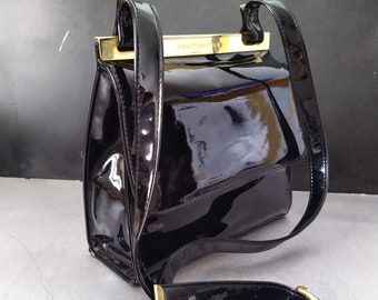 Jane Shilton Vintage Frame Bag/Black Lacquered Bag