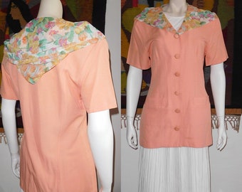Hood Blouse/Shirt with Pockets/Vintage