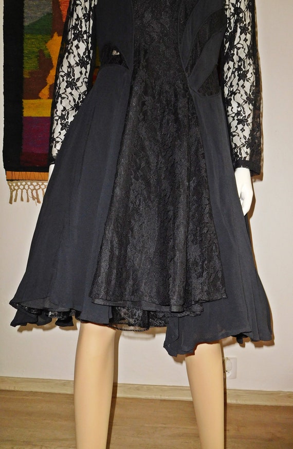 Lacy Black Amazing Dress/Atypical Design/with Pet… - image 3