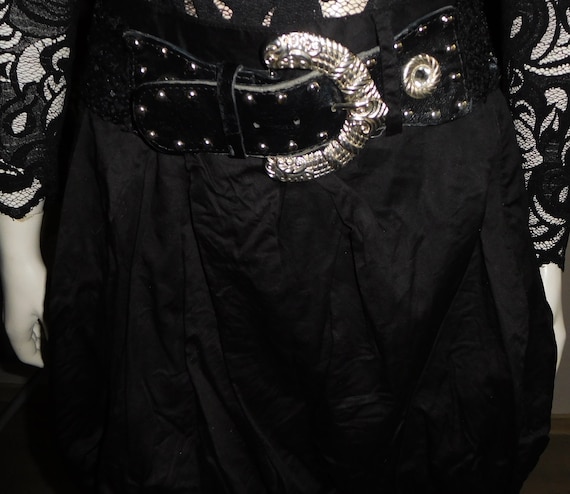 Cotton Black Skirt with Belt - image 2
