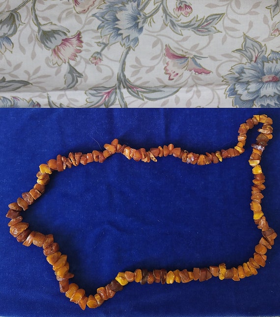 Collier Vintage Perles Pierres Agate Cornaline - 60 Cm - Occasion - Pierre Véritable