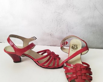 Red Sandals Shoes Vintage 1950s