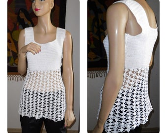 Crocheted White Top Vintage/Macrame