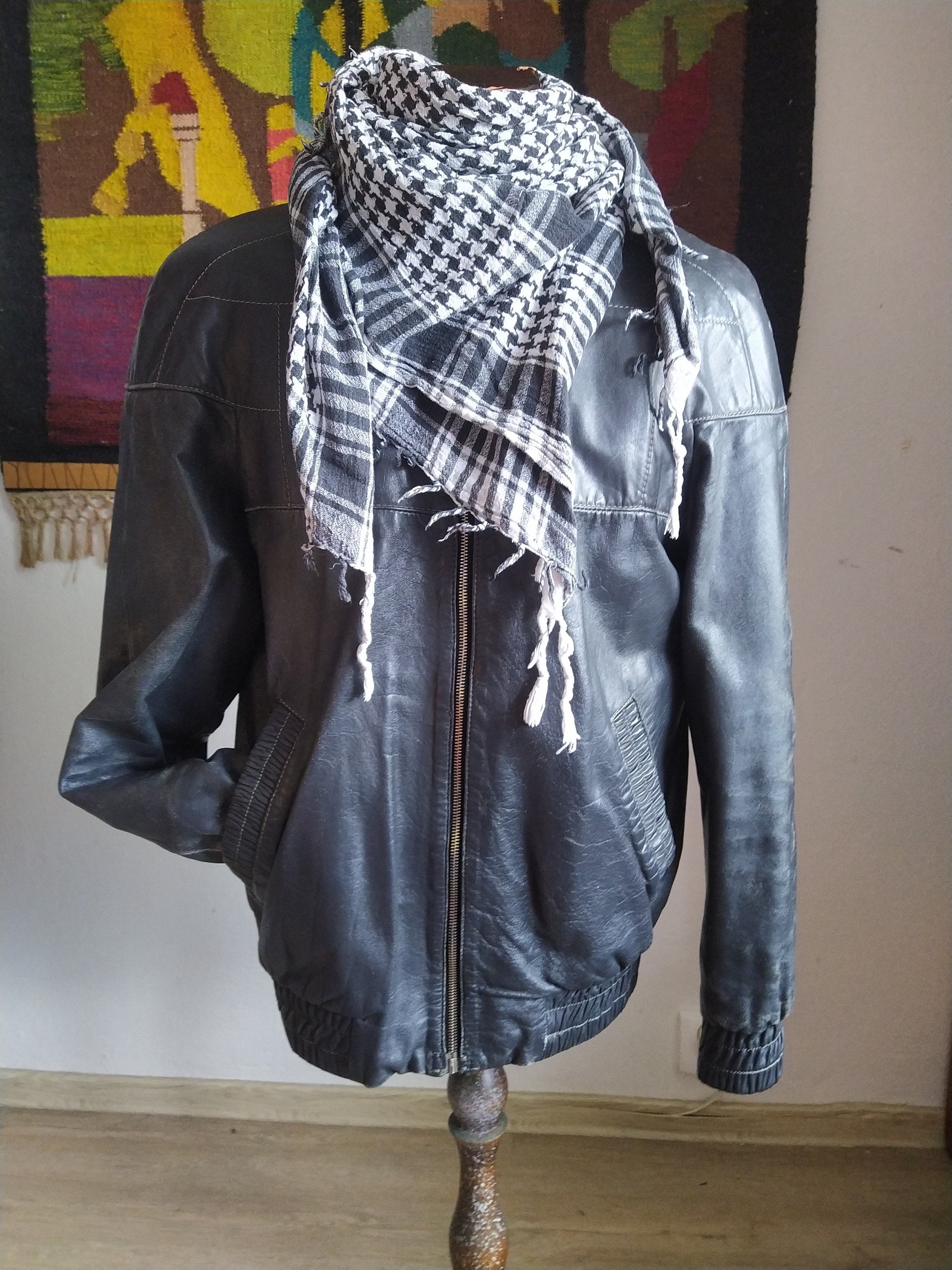Leather shop jacket gray