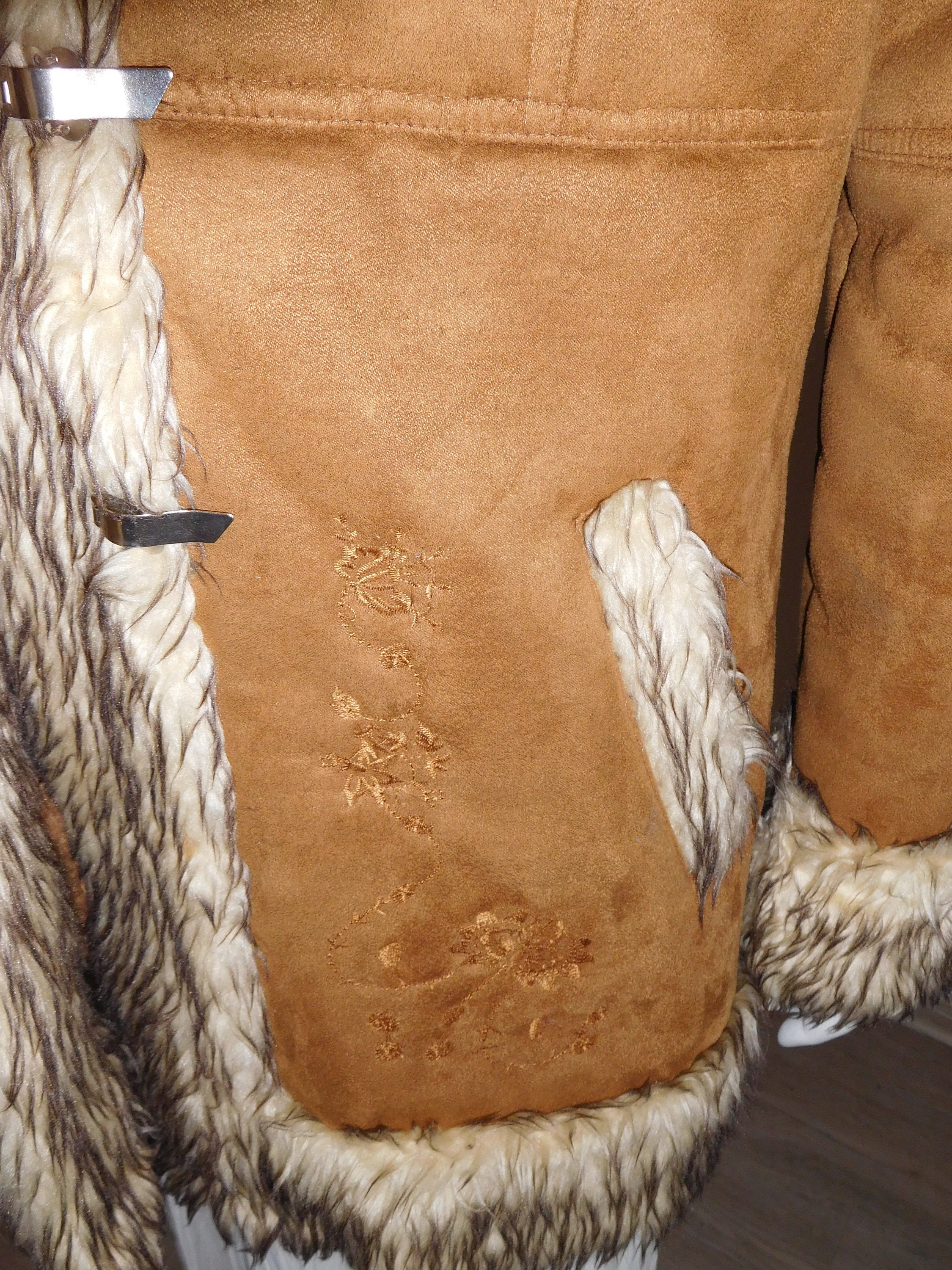 Embroidered Coat/Fur Coat/Vintage/Metal Clips/1980s Etsy