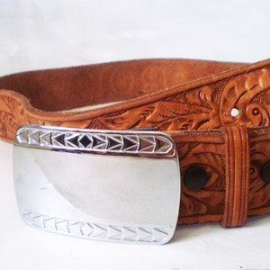 Embossed Leather Belt/Metal Bucle