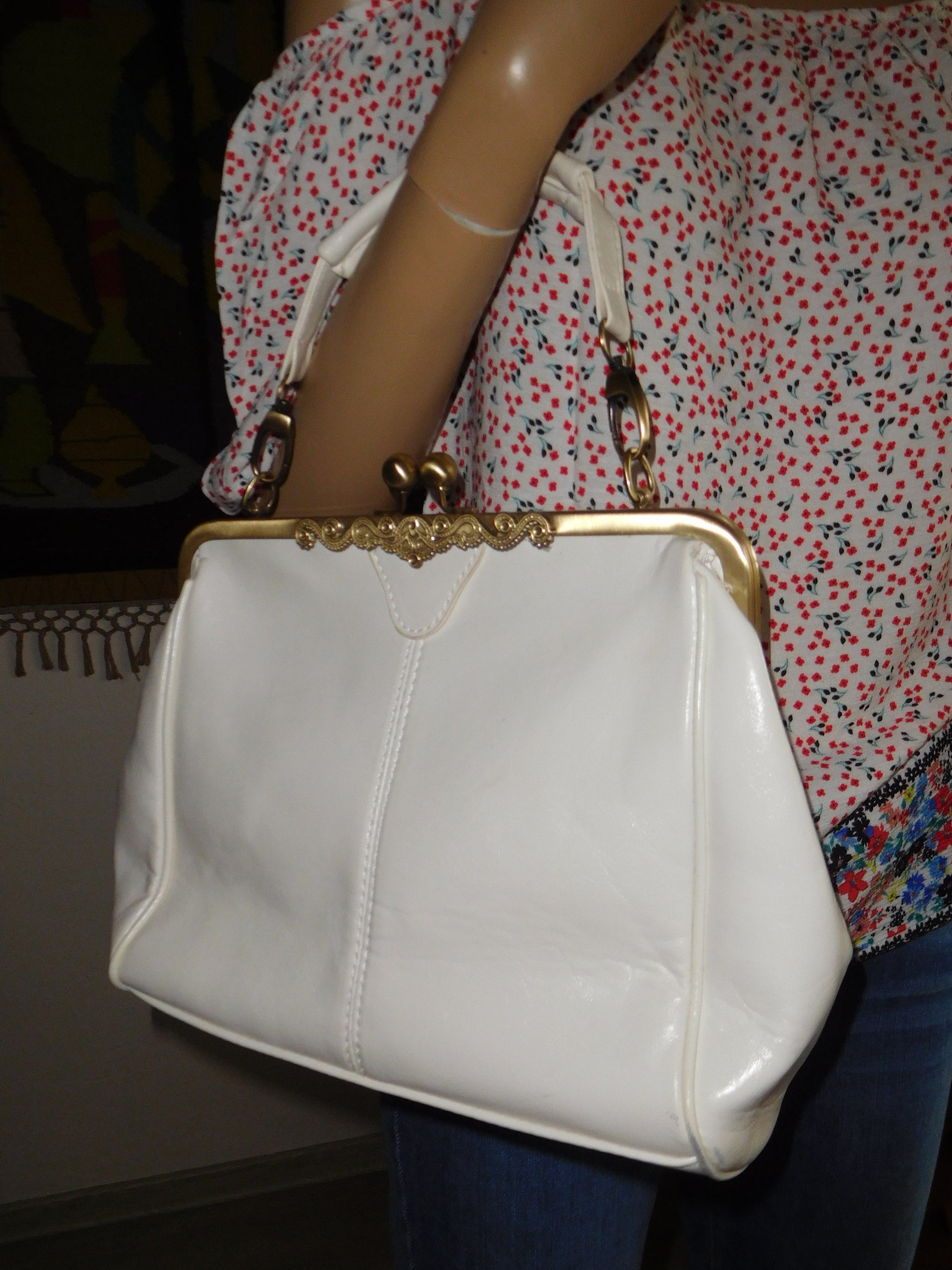 Vintage Frame Bag/1970s/ivory Etsy