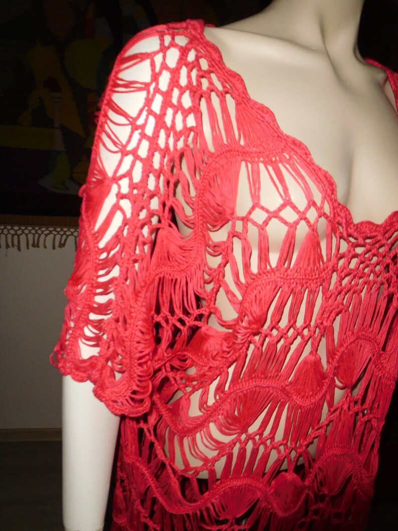 CrochetedMacrame BlouseCottonFringe VestFree Shipping
