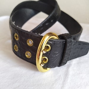 Faux Crocodille Belt/Gold Metal Buckle