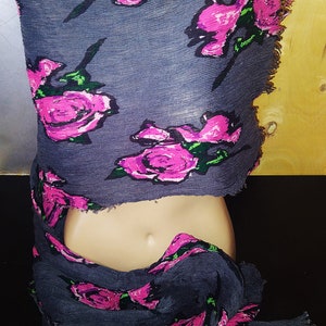 Grey Shawl with Pink Roses