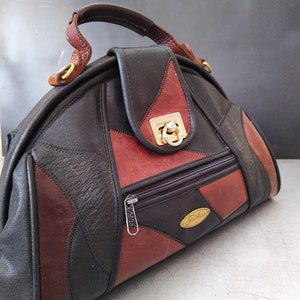 Frame Handbag Sewn Leather Parts/ Vintage 80s