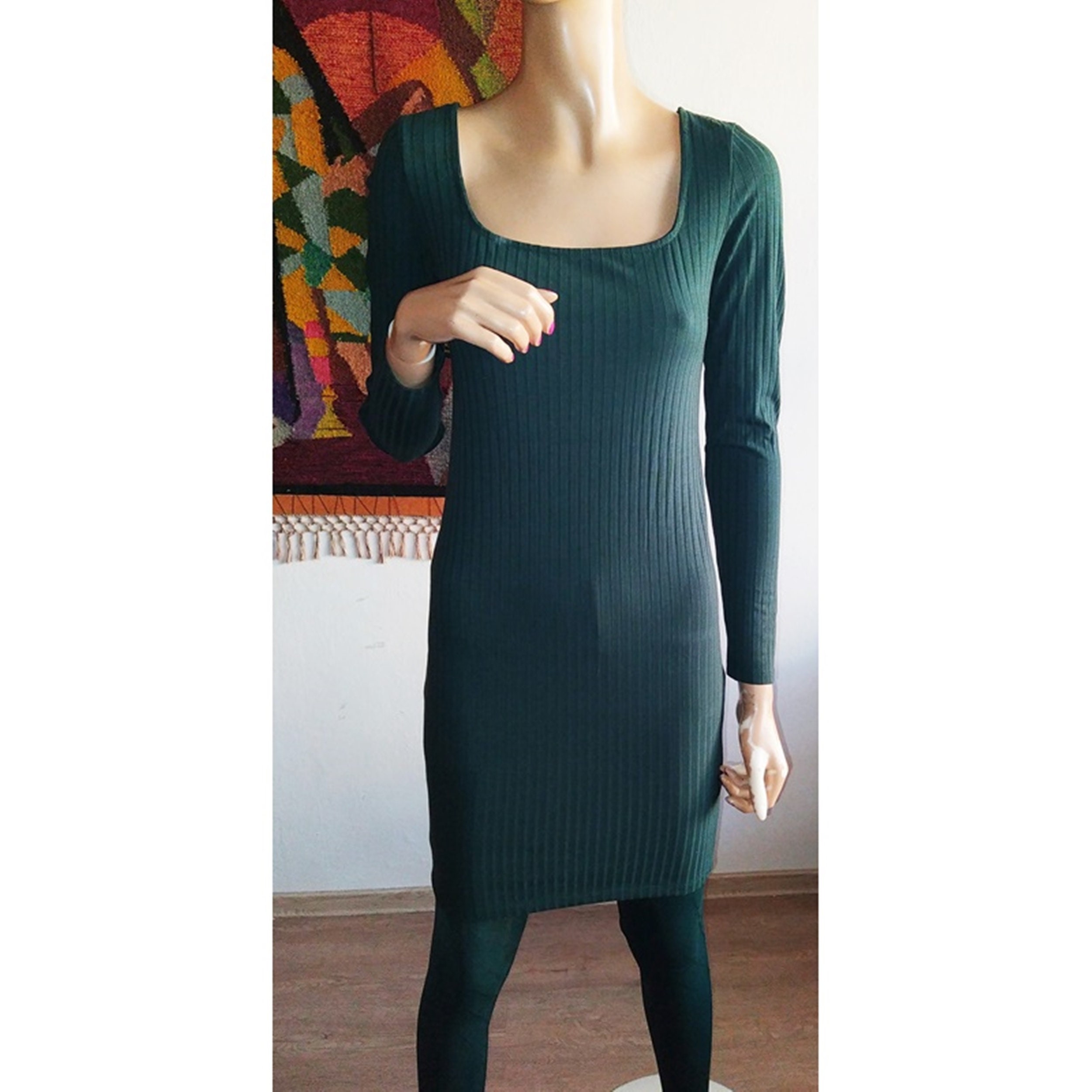 Dark Green Elastic Dress - Etsy Dark Green Elastic Dress - Etsy