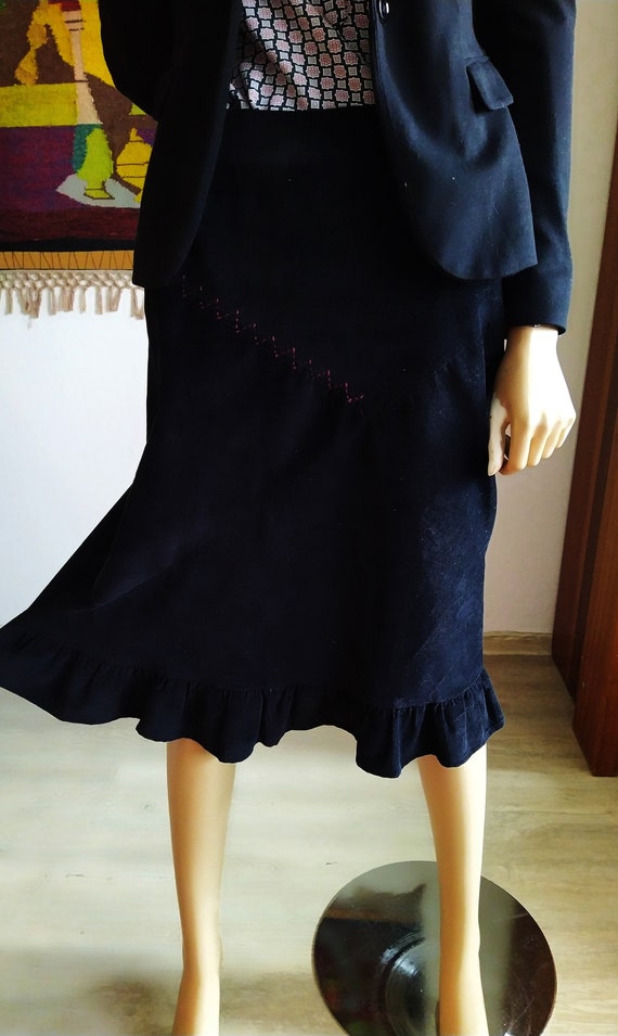Black Corduroy Skirt/Cotton/Chassé Croisé/France/… - image 1
