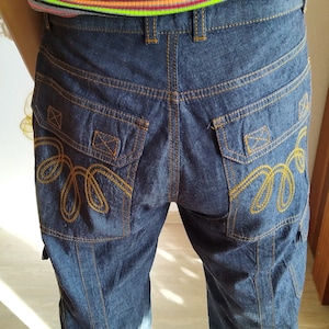 Blue Denim Pants/Embroidered Jeans