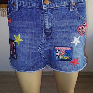 Jeans Mini Skirt with Patchs