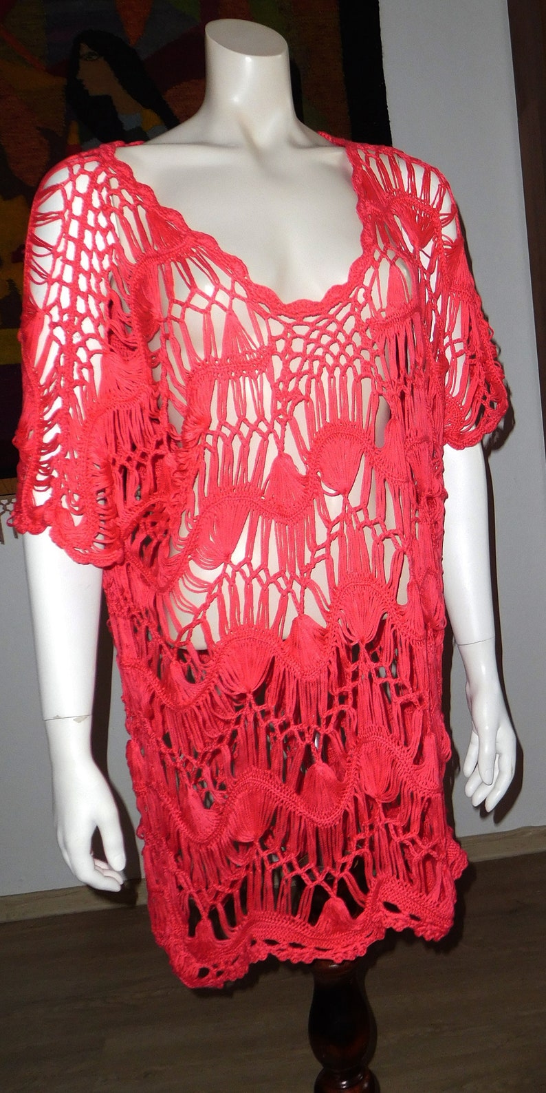 CrochetedMacrame BlouseCottonFringe VestFree Shipping