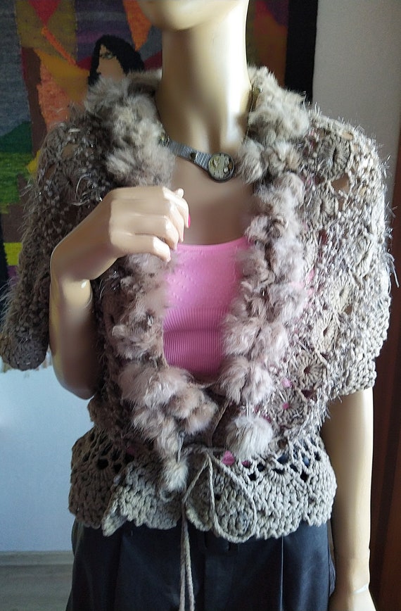 Crocheted Vest with Fur - image 2