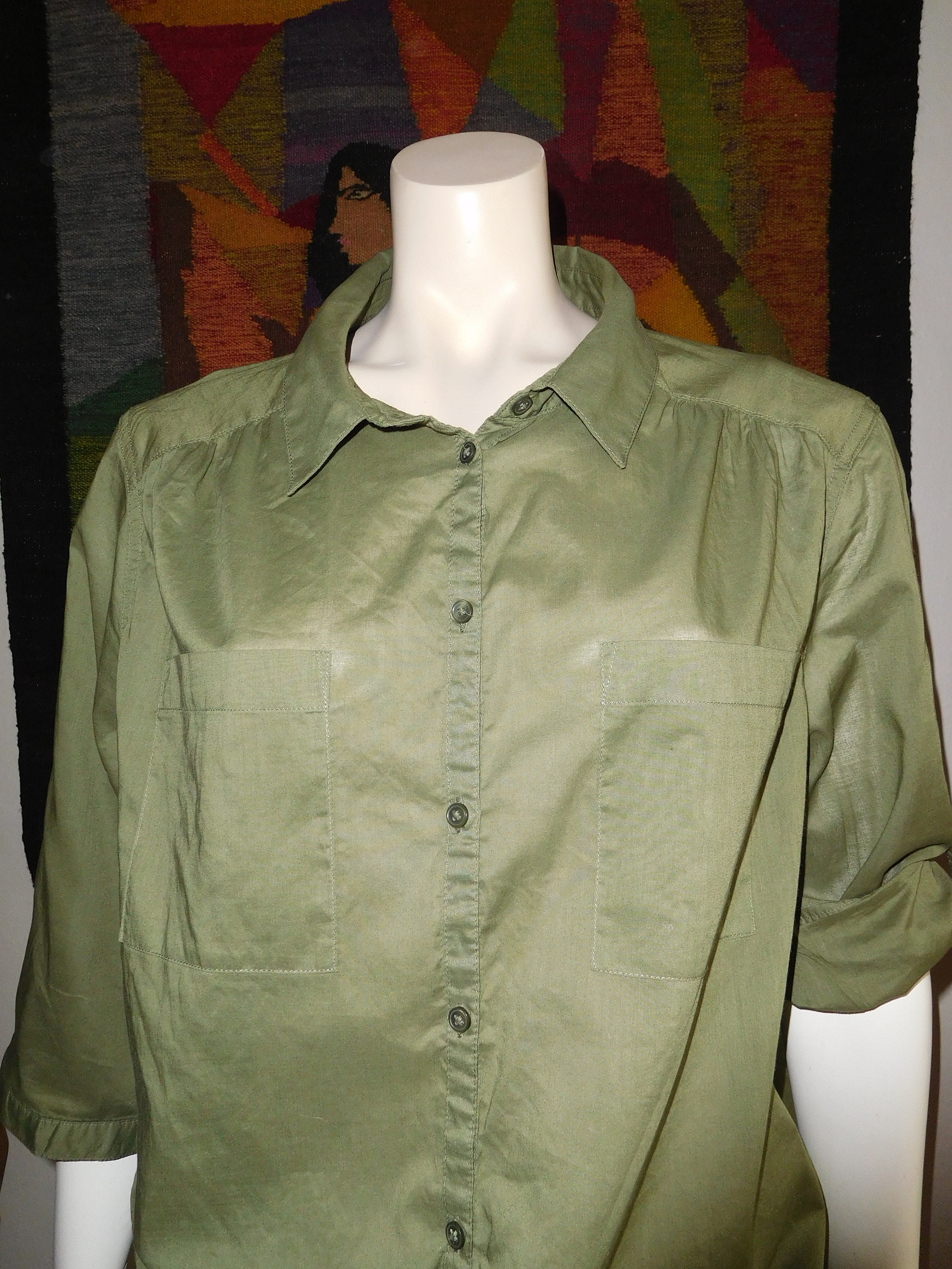 Unisex Dark Green Vintage Shirt/2 Lengths Sleeves/free Etsy UK