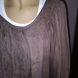 Brown Blouse with Decorative Neck