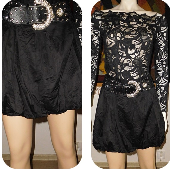 Cotton Black Skirt with Belt - image 1