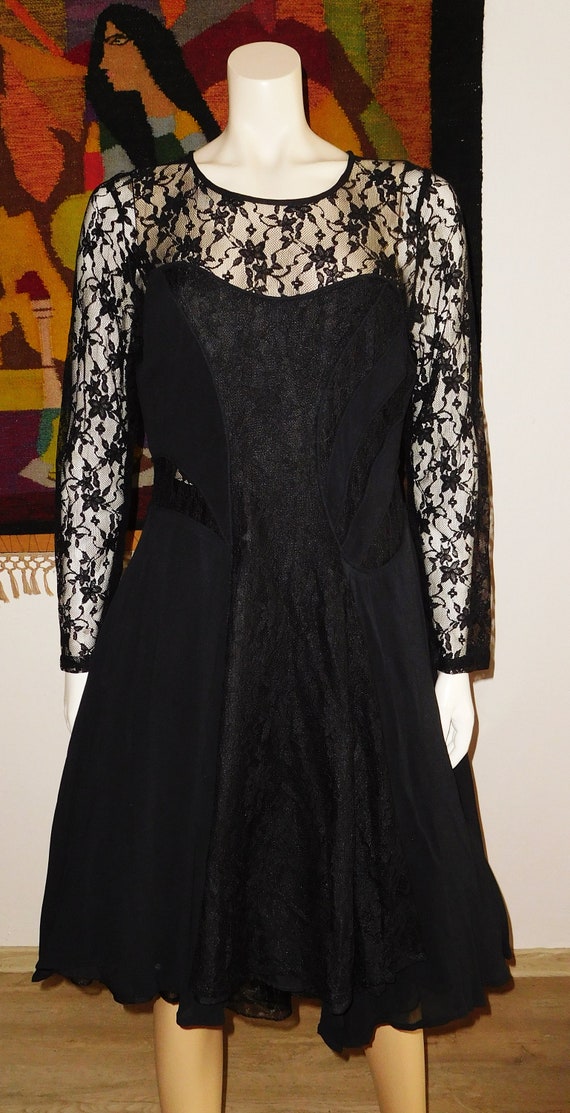 Lacy Black Amazing Dress/Atypical Design/with Pet… - image 9