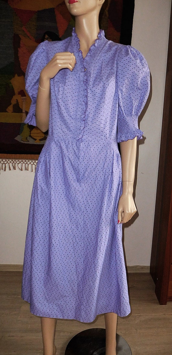 Angelika Vintage Dress/Puff Sleeves/Violet/Hearts… - image 3