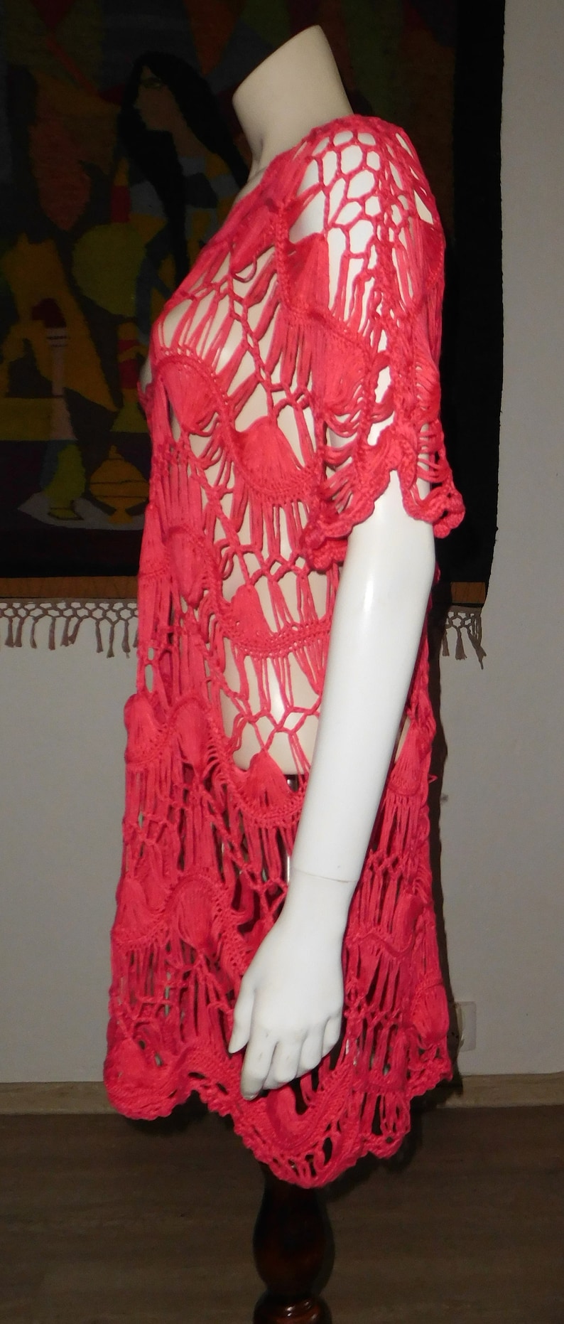 CrochetedMacrame BlouseCottonFringe VestFree Shipping