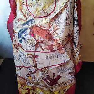 Bufanda vintage Zodiak/Bufanda vintage con mapa